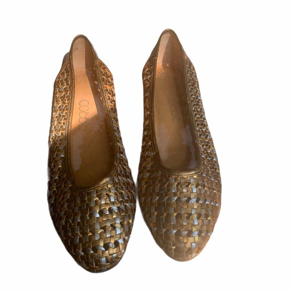 Vintage Cobbie Silver & Gold Metallic Weave Shoes - Picture 2 of 7